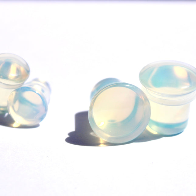 Opalite Single Flare Iridescent Rainbow Plugs Pair 3mm-25mm