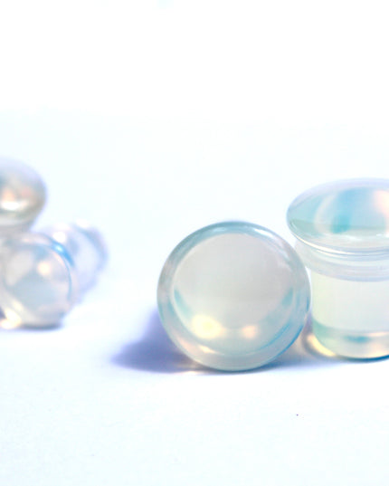 Opalite Single Flare Iridescent Rainbow Plugs Pair 3mm-25mm