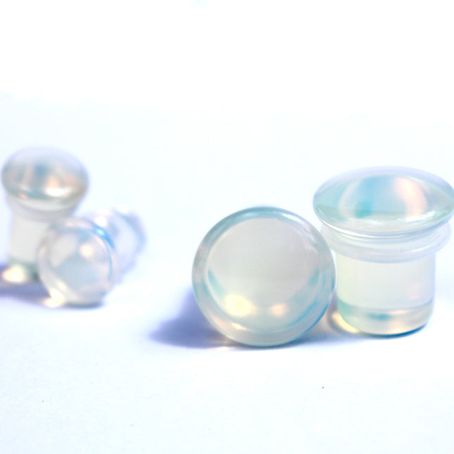 Opalite Single Flare Iridescent Rainbow Plugs Pair 3mm-25mm