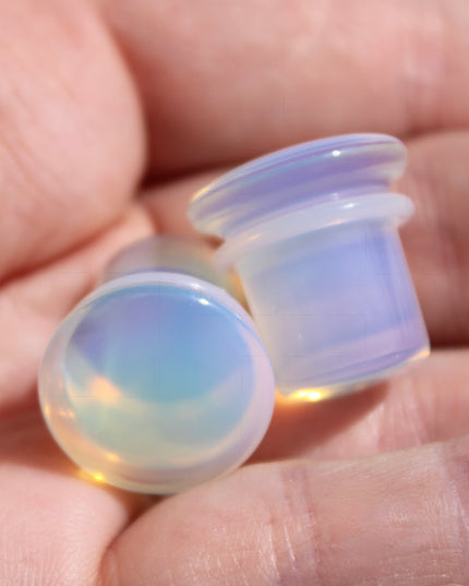 Opalite Single Flare Iridescent Rainbow Plugs Pair 3mm-25mm