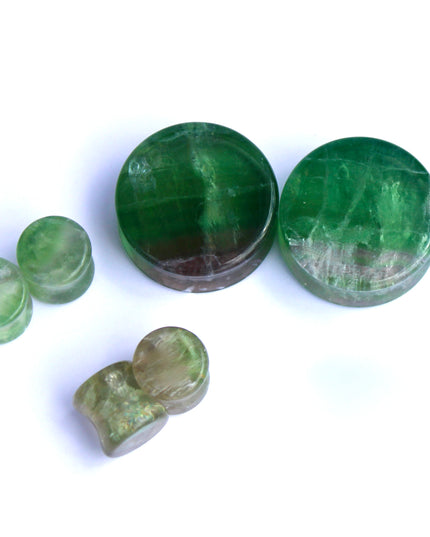 Green Fluorite Double Flare Stone Plugs – Natural Crystal Gauges Pair