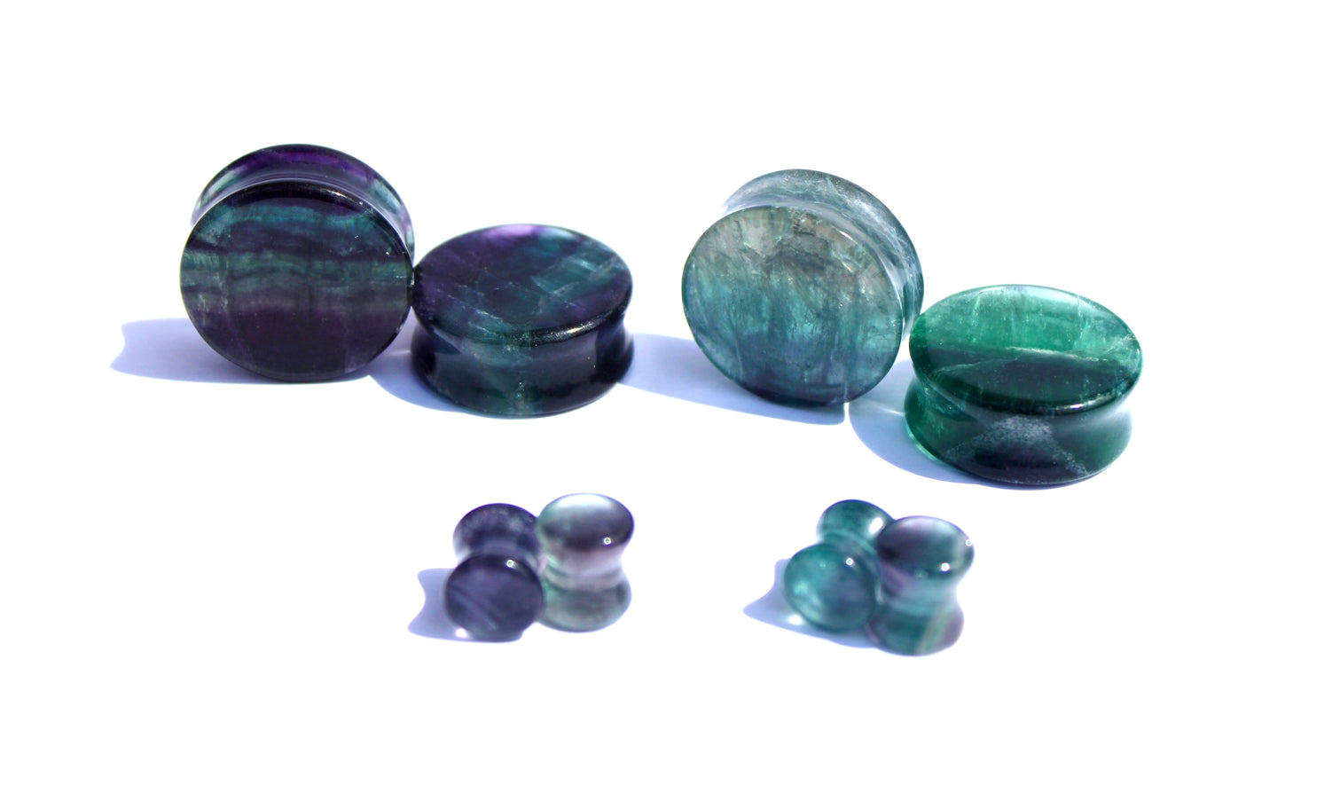 Rainbow Fluorite Double Flare Stone Plugs – Natural Crystal Gauges Pair