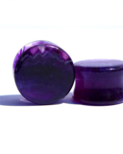 Purple Fluorite Double Flare Stone Plugs – Natural Crystal Gauges Pair