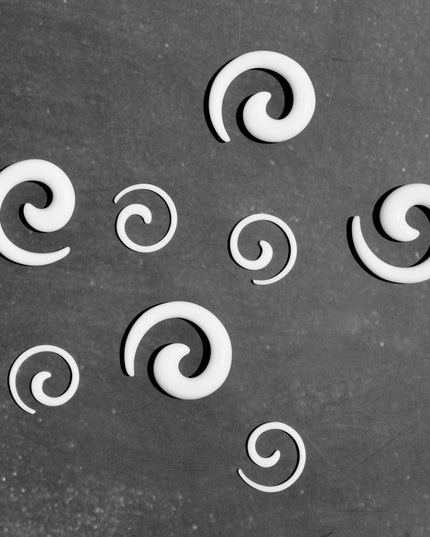 White Acrylic Spiral Taper Earrings – Gauged Ear Jewelry Set