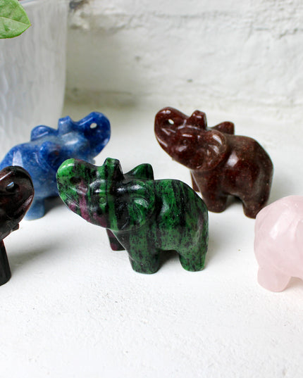 Crystal Elephant Carving – 3.5 Inch Polished Stone Elephant Figurine You Pick Your Exact Piece