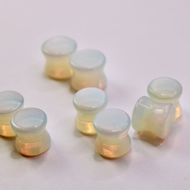 Opalite Double Flare Plugs PAIR - Gauges