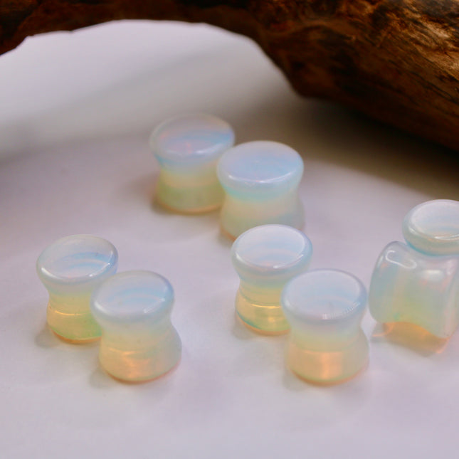 Opalite Double Flare Plugs PAIR - Iridescent Rainbow Gauges 3mm-57mm!