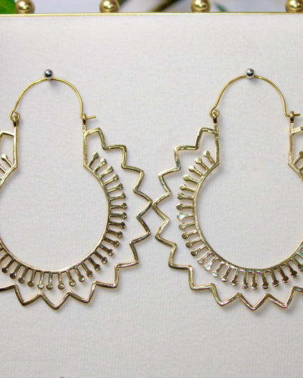 Gold Brass Ear Weights for Stretched Ears Handmade Tribal Mandala Jewelry Indian Style Gauges Style #5 - EC Plugs