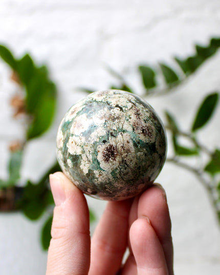 Green Cherry Flower Agate Spheres You Pick! Green, Pink, Red, and Cream Crystal Ball
