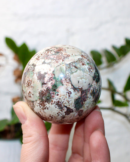 Green Cherry Flower Agate Spheres You Pick! Green, Pink, Red, and Cream Crystal Ball