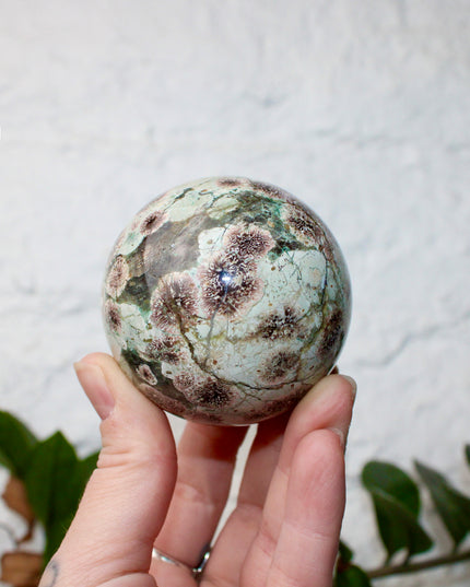 Green Cherry Flower Agate Spheres You Pick! Green, Pink, Red, and Cream Crystal Ball