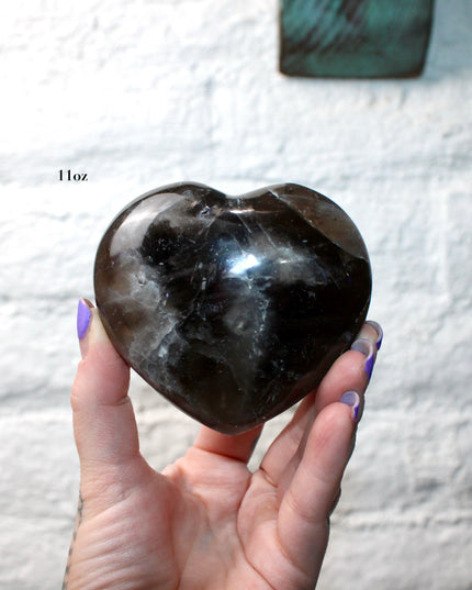 Large Smoky Quartz Heart – Polished Brown Crystal Stone, Decorative Display Piece or Gift, You Pick Your Exact Piece