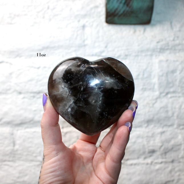 Large Smoky Quartz Heart – Polished Brown Crystal Stone, Decorative Display Piece or Gift, You Pick Your Exact Piece