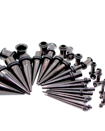 Stretching Taper Kit Includes Stainless Steel Plugs and Tapers – Sizes 14G to 00G for Ear Expansion