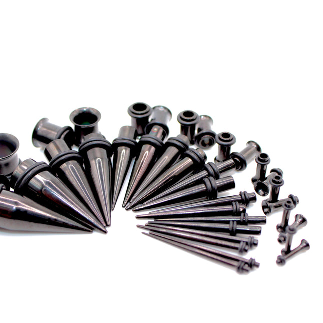 Stretching Taper Kit Includes Stainless Steel Plugs and Tapers – Sizes 14G to 00G for Ear Expansion