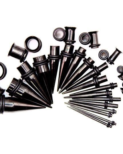Stretching Taper Kit Includes Stainless Steel Plugs and Tapers – Sizes 14G to 00G for Ear Expansion