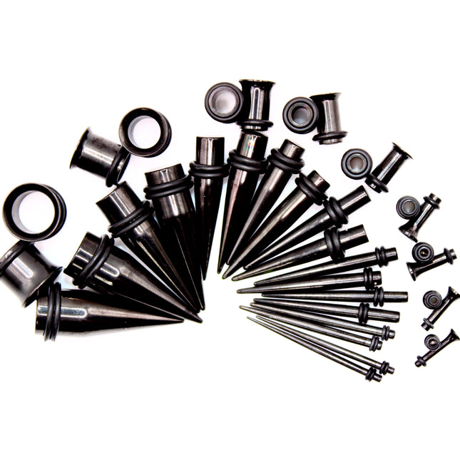 Stretching Taper Kit Includes Stainless Steel Plugs and Tapers – Sizes 14G to 00G for Ear Expansion