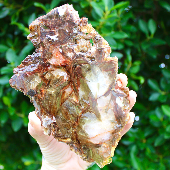 Golden Mica Quartz Muscovite Slab – Natural Polished Stone Slice with Sparkling Mica Layers, You Pick Your Exact Slab