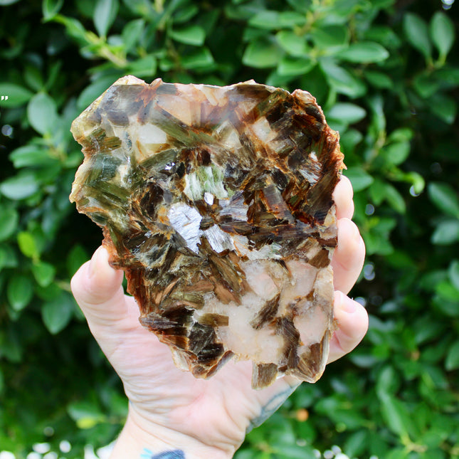 Golden Mica Quartz Muscovite Slab – Natural Polished Stone Slice with Sparkling Mica Layers, You Pick Your Exact Slab