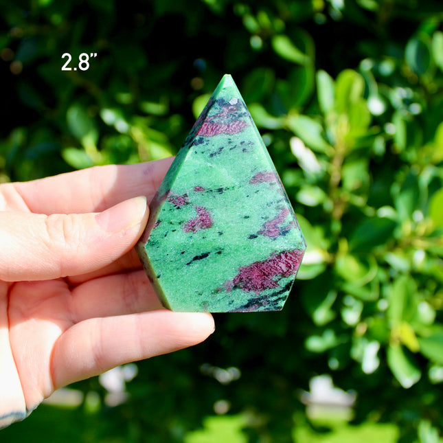 Ruby Zoisite Crystal Flame – Polished Stone Point Tower Carving, You Pick!