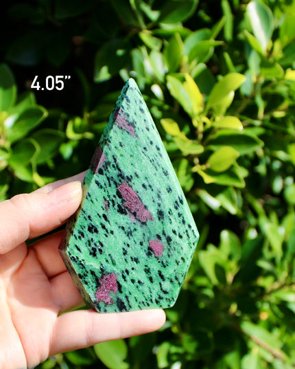 Ruby Zoisite Crystal Flame – Polished Stone Point Tower Carving, You Pick!