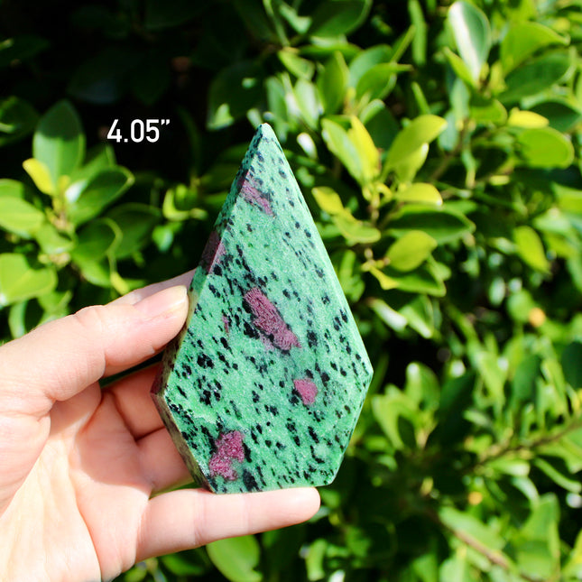 Ruby Zoisite Crystal Flame – Polished Stone Point Tower Carving, You Pick!