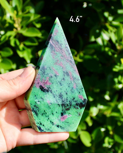 Ruby Zoisite Crystal Flame – Polished Stone Point Tower Carving, You Pick!