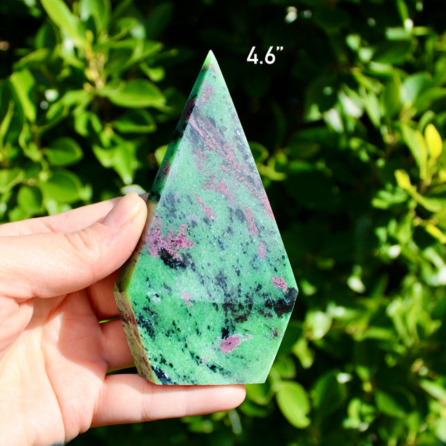 Ruby Zoisite Crystal Flame – Polished Stone Point Tower Carving, You Pick!