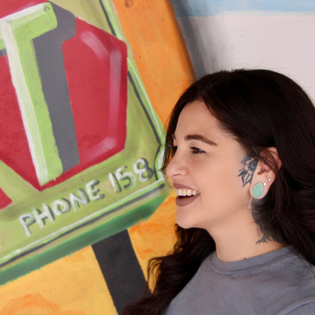 AVENTURINE TEARDROP PLUGS - NATURAL STONE GAUGES Pair - EC Plugs