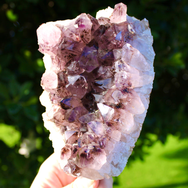 Amethyst Geode on Black Metal Display Stand – Purple Shimmering Stone Cluster, Natural Amethyst Statement You Pick!