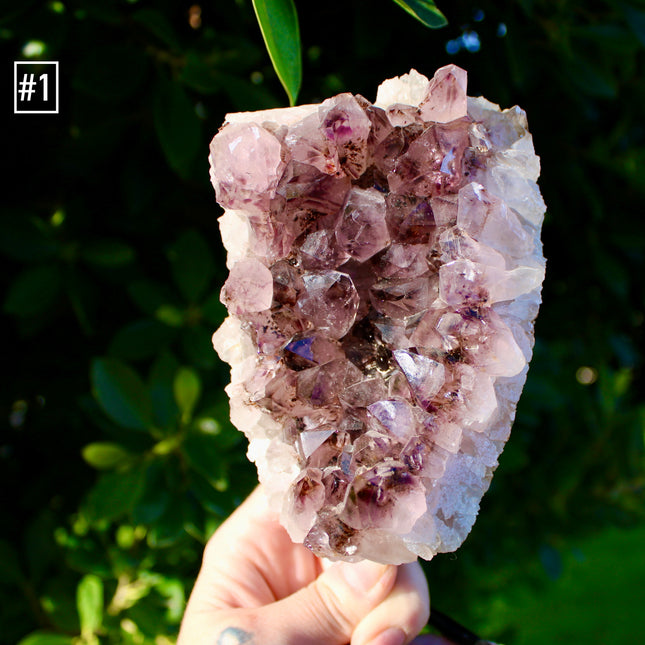 Amethyst Geode on Black Metal Display Stand – Purple Shimmering Stone Cluster, Natural Amethyst Statement You Pick!