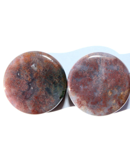 Fall Color Moss Agate Plugs – Red Moss Agate Stone Ear Plugs with Reds, Greens, and Browns – Stunning Natural Double Flare Stone Plugs
