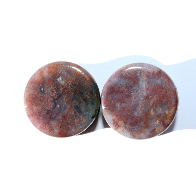 Fall Color Moss Agate Plugs – Red Moss Agate Stone Ear Plugs with Reds, Greens, and Browns – Stunning Natural Double Flare Stone Plugs