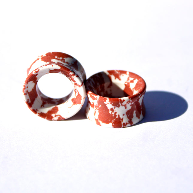 Red Splatter Halloween Tunnel Plugs – Spooky Red and White Stone Gauges