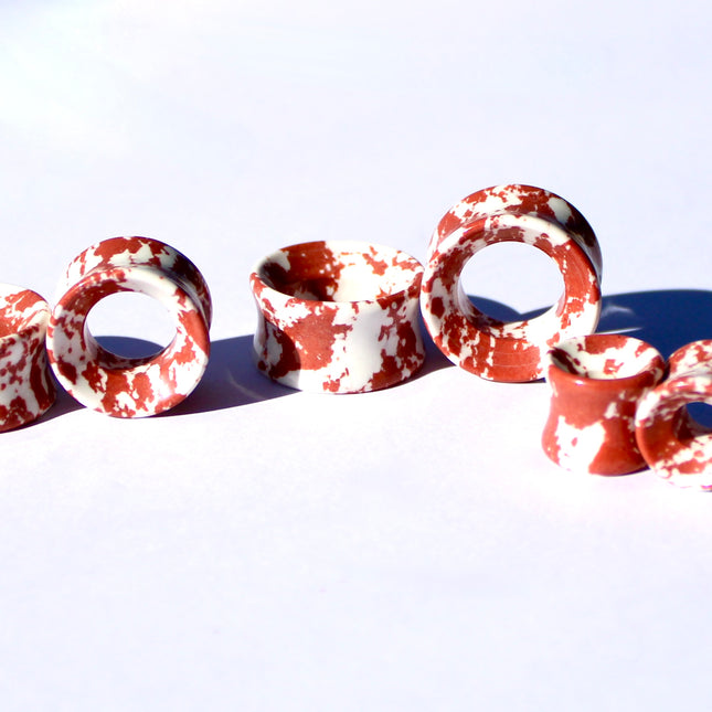 Red Splatter Halloween Tunnel Plugs – Spooky Red and White Stone Gauges