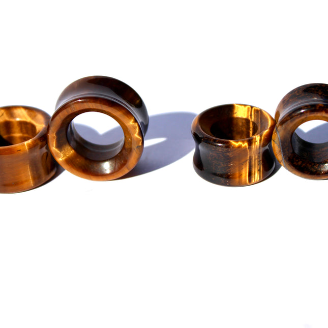 Tiger Eye Tunnel Plugs – Double Flare Stone Gauges (Pair) 6mm-28mm