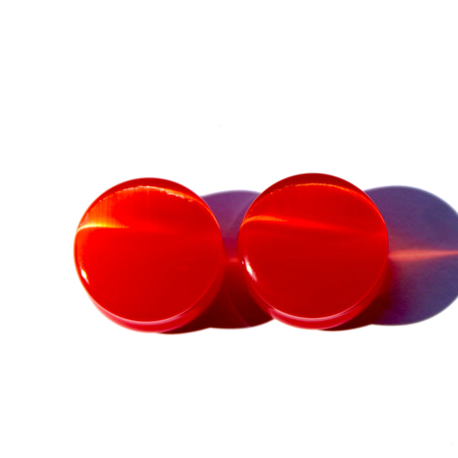 Red Cat Eye Plugs - Double Flare Shimmering Gauges 3mm-25mm