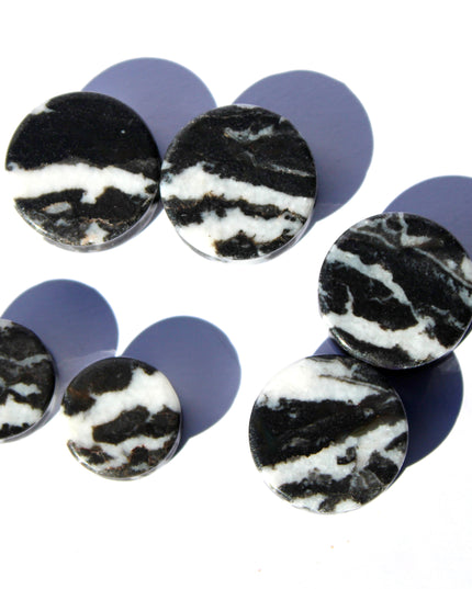 Zebra Jasper Double Flare Plugs Pair 4mm-25mm (Half Sizes Available!)
