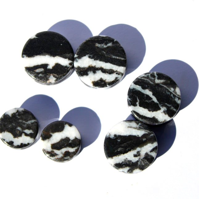 Zebra Jasper Double Flare Plugs Pair 4mm-25mm (Half Sizes Available!)