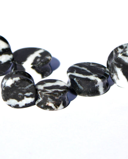 Zebra Jasper Double Flare Plugs Pair 4mm-25mm (Half Sizes Available!)