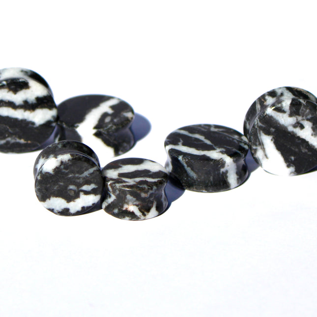 Zebra Jasper Double Flare Plugs Pair 4mm-25mm (Half Sizes Available!)