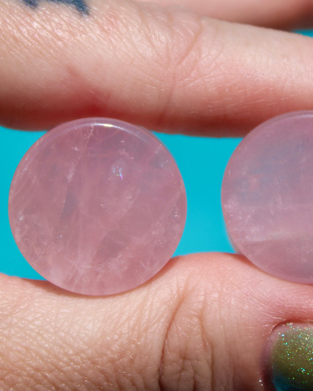 Rose Quartz Plugs Double Flare Gauge