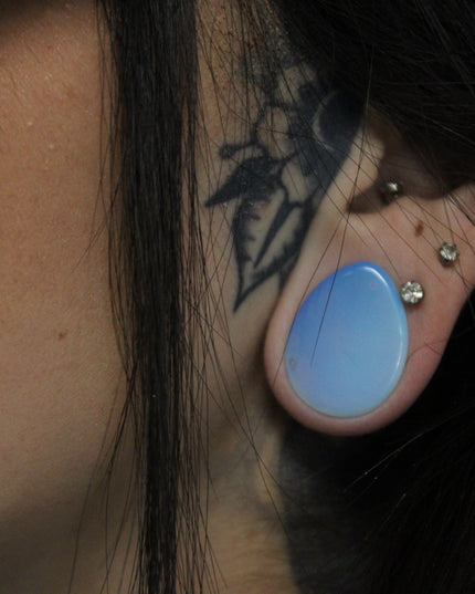 OPALITE TEAR DROP DOUBLE FLARE PLUGS PAIR - EC Plugs