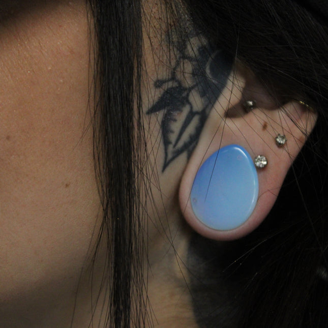 OPALITE TEAR DROP DOUBLE FLARE PLUGS PAIR - EC Plugs