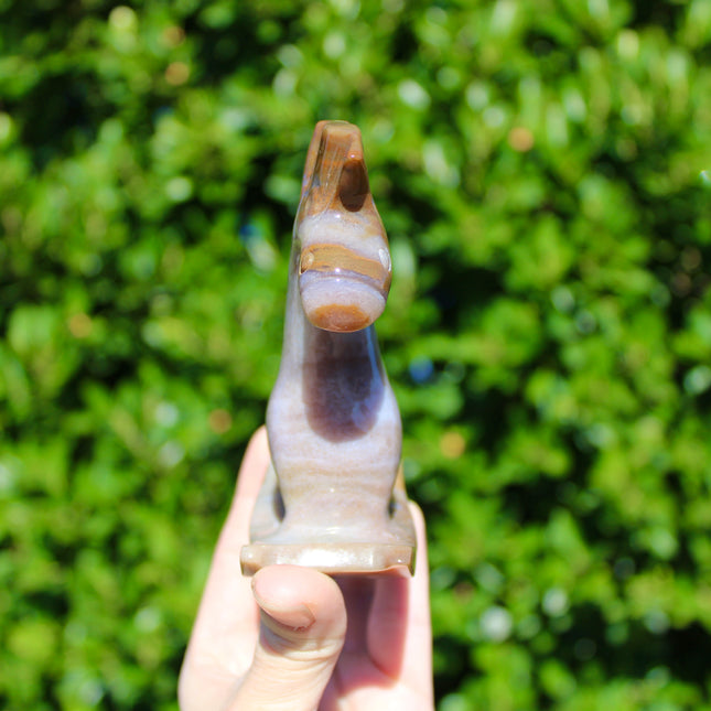 Ocean Jasper Rocking Horse Carving – Large Polished Colorful Natural Stone Horse Figurine