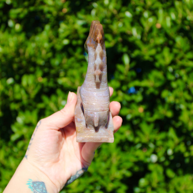 Ocean Jasper Rocking Horse Carving – Large Polished Colorful Natural Stone Horse Figurine