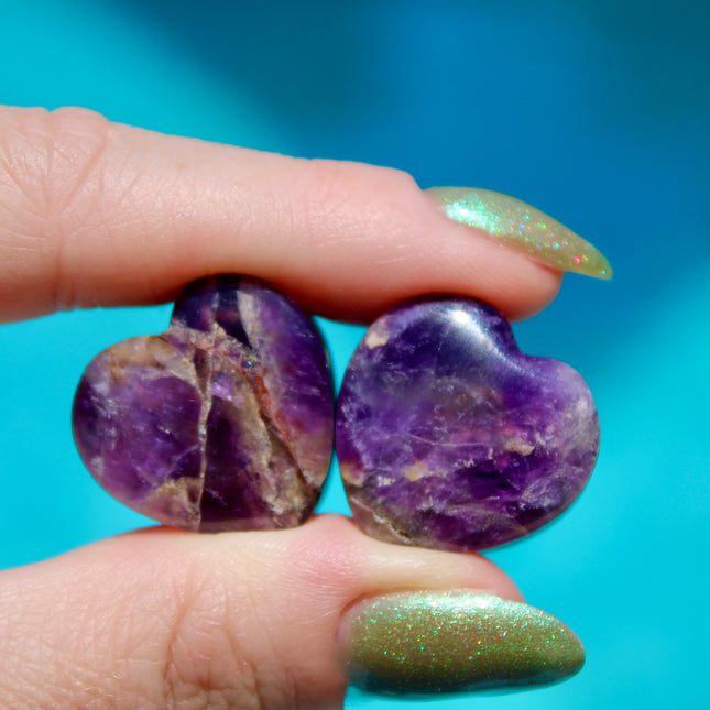 Amethyst Heart Shaped Double Flared Plugs Gauges Pair - EC Plugs