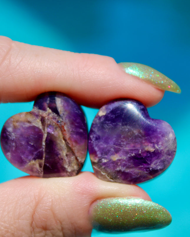 Amethyst Heart Shaped Double Flared Plugs Gauges Pair