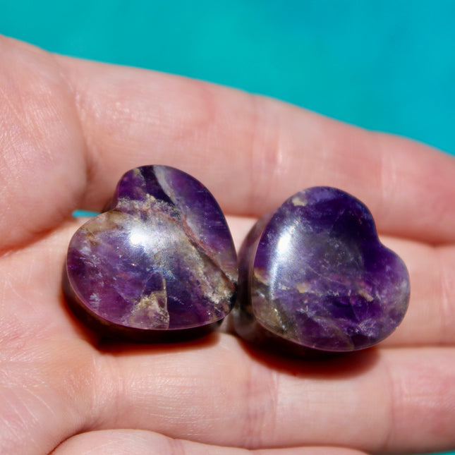 Amethyst Heart Shaped Double Flared Plugs Gauges Pair