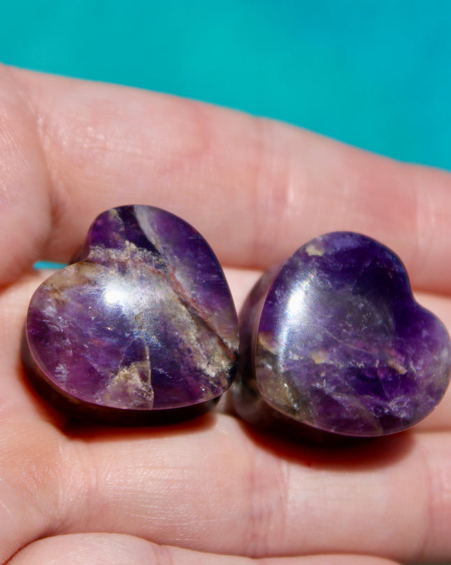 Amethyst Heart Shaped Double Flared Plugs Gauges Pair